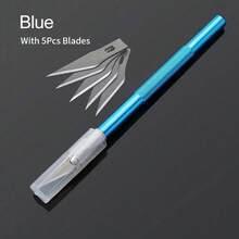 Non-Slip Metal Scalpel Carving Tool Set, Engraving Craft Knife + 5 Blades, Phone PCB DIY Repair Hand Tool - A - View 9