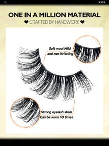 10 Pairs New Natural False Eyelashes, Manga Style, Faux Mink Fur, Cat Eye False Eyelashes, Natural Voluminous Effect, Essential Makeup Tool For Travel, Date, Party, Vacation, Suitable For Beginners, Easy To Use. - Yellow - View 6