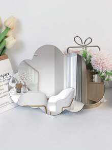 1-Piece Cloud Acrylic Mirror Wall Sticker, 2mm Thick Acrylic Material, Home Decor, Kids Room Decor Mirror, Wall Beautification Art - Silver - View 4