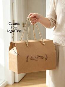 Custom-Logo Paper Box With A Handle. Suitable For Packaging Small Gifts Such As Scented Items, Cosmetics, Or Handmade Candles. An Ideal Gift For Him Or Her-Perfect For Weddings, Parties, Birthdays, And Christmas. - Multicolor - View 3