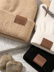 3 Sets Baby Neutral Herbst/Winter Lässig Auto-Logo Strickmütze und Handschuhe Set, Kälteschutz und warm (3 Mützen + 3 Paar Handschuhe) - Verschiedenfarbig - Übersicht 3