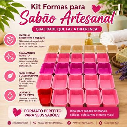 Kit 30 formas com Tampas 250 ML para  Fabricação de sabão/sabonete