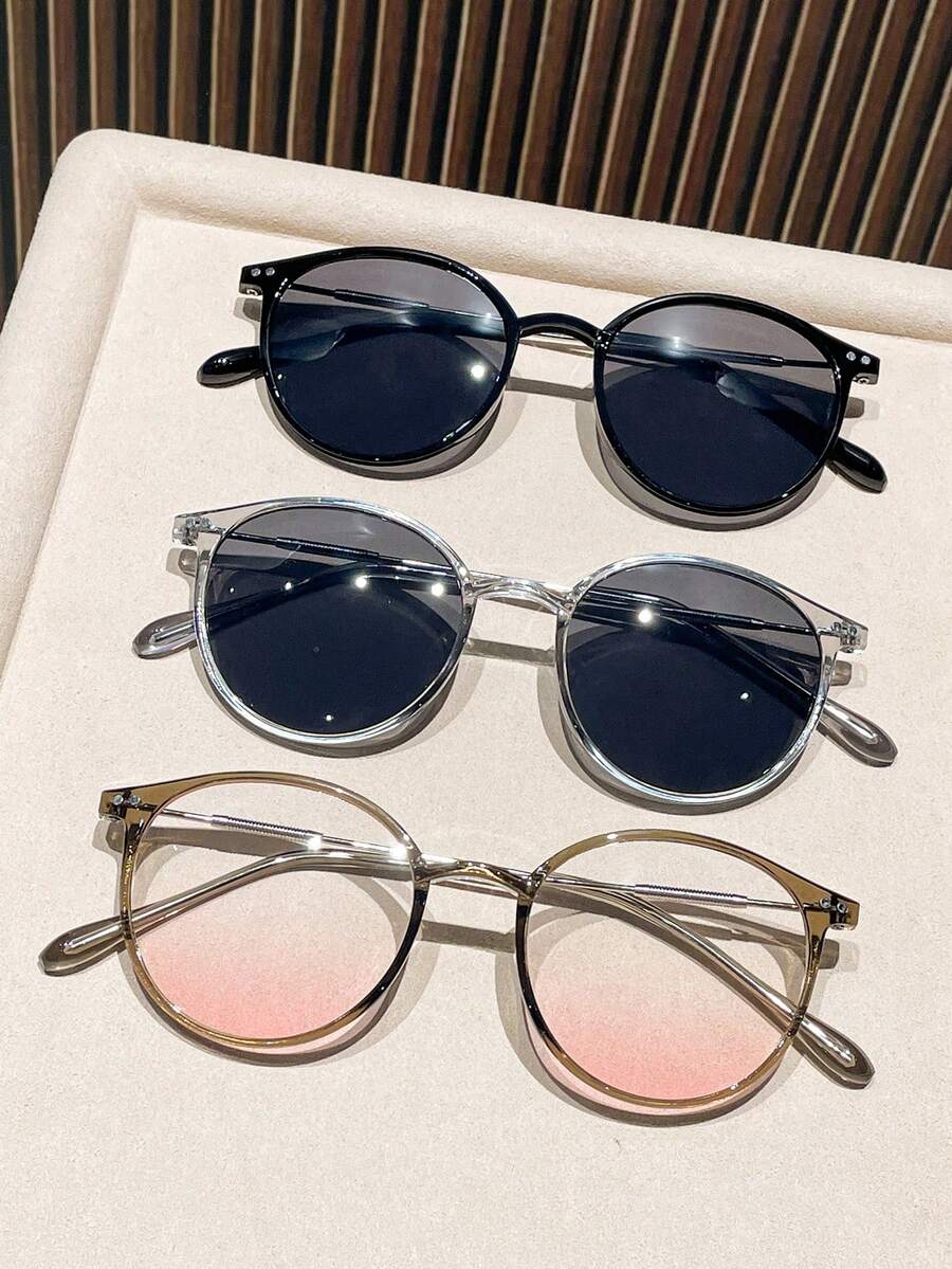 3 Pairs Unisex Black Oversized Y2K Style Fashion Glasses, Beach Driving Accessory Streetwear Style, Suitable For Matching With Sweaters, Jackets, Hoodies, Outdoor Activities And Travel - Multicolor - View 1