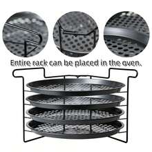 Perforated Non-Stick Pizza Baking Set – 4-Piece Kit With 11-Inch Pans & Cooling Rack For Even Baking And Quick Cooling - Black - View 5
