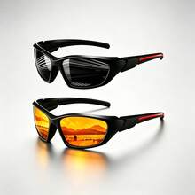 Unisex Multi-Color Set Outdoor Multi-Function Sports Glasses, Full Wrap-Around Colorful Coated Lenses With Anti-Slip Temples, Suitable For Cycling, Driving, Hiking, Camping, Travel And Daily Wear - Black Frame - View 11