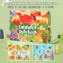 4 Themes Reusable Busy Sticker Book Large Size Travel Essential Activity Book, Transportation Farm Dinosaur Ocean Animals Time Basic Learning Book, Portable Outdoor Car Train Travel Educational Quiet Book, Montessori Toy, Magic Hook And Loop Matching Puzzle Toy - Multicolor - View 11