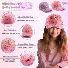 Decorate Your Own Baseball Cap Gifts For Girls 5 6 7 8 9 10 11 12 Year Old, Fun Arts And Crafts Kit For Kids 4-6, DIY Hats With 12 Gem Stickers, Back To School Birthday Gifts For Girls Teen Girls 4-12 - Pink - View 6