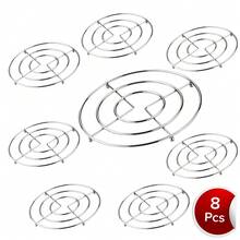 Round Metal Cooling Rack Set – 8-Piece Non-Stick Wire Baking Stand For Cakes, Cookies, Pastries & Grilled Foods – Space-Saving, Rust-Resistant, Easy-To-Clean Kitchen Tool – Fits Standard Countertops & Dishwashers – Lightweight Yet Sturdy Design For E - Cooling Rack Round Metal Set Of 8 Pcs - View 2