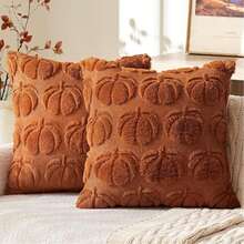 1pc/2pcs Halloween Pumpkin Embroidered Velvet Pillow Case, Suitable For Living Room Sofa, Minimalist Pumpkin Pillow Case - Multicolor - View 18