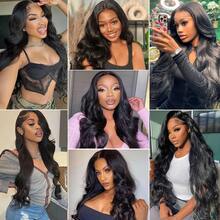 BingShang Body Wave 3 Bundles With Closure Brazilian 12A Unprocessed Virgin Human Hair 4x4 Free Part Closure Body Wavy Human Hair Bundles With Closure Natural Color Free Part HD Lace Transparent - 1B - View 12