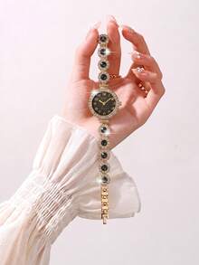 LIANDU LIANDU Women's Watch, Fashion Creative Rhinestone Inlaid Mixed Scale Round Dial, Multi-Function Compact Personalized Quartz Watch, Suitable For Daily, Office, Holiday, Ramadan, Eid, Thanksgiving, Wedding, Banquet, Date, Christmas, Back To School, Party, Halloween, Easter And Other Occasions, Best Gift For Women - Black - View 7