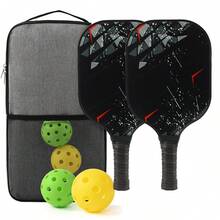 1 Set 2 Carbon Fiber Paddle 4 Balls 2 Towels With Carry Bag USAPA Approved Friction Surface Pickleball Rackets Set For Men And Women - Black - View 9