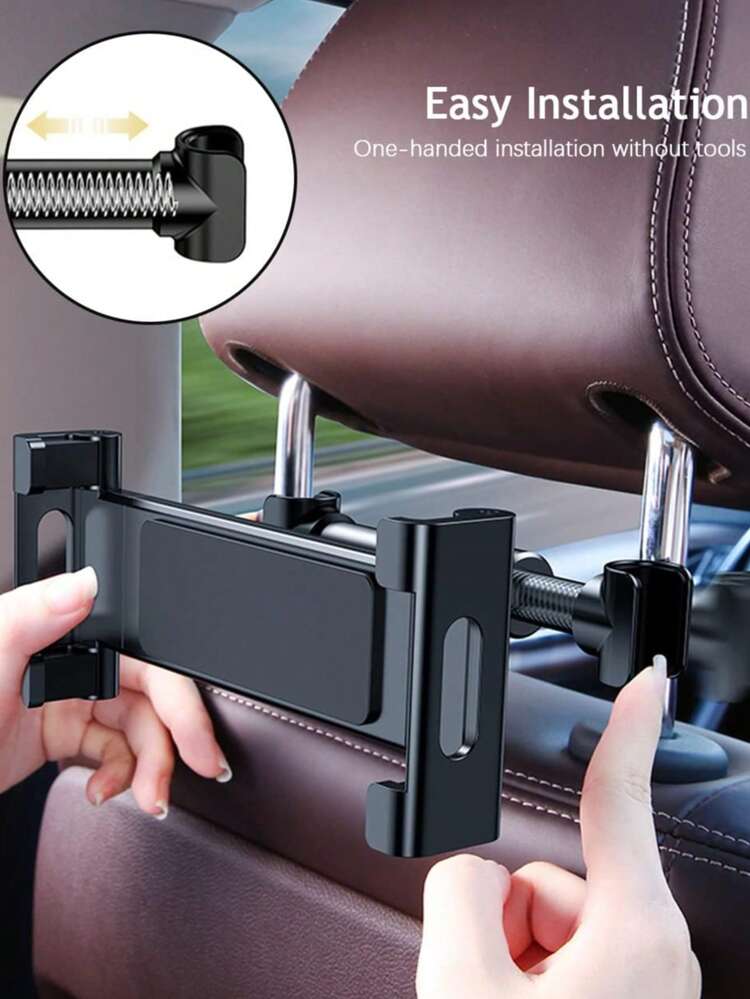 Car Tablet Headrest Holder - [Thick Case Friendly] [360° Rotation] Back Seat Mount Stand For Kids, Road Trip Essentials Accessories Gifts, Compatible With IPad Pro, Air, Mini, Compatible With Kindle Fire HD, Compatible With Switch OLED, Compatible With IPhone 17/Air/Pro Max/16/15/14/13/12/8, Compatible With Samsung Galaxy Tab, 4.7-13" Devices 1s Fast Install - Black - View 3