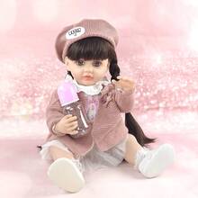 1 buah Boneka Reborn Lembut Seluruh Tubuh dengan Pakaian Sweater Merah Muda 22 Inci, 55CM, Dapat Dimandikan dan Diganti Pakaiannya, Mainan Hadiah Liburan - Coral Orange - View 4