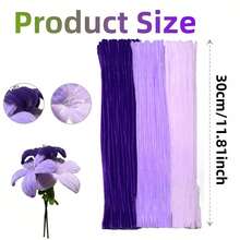 150/300 pièces Tiges de chenille dégradé violet mélangé, tiges de fleurs en chenille violet foncé douces et moelleuses pliables, bâtons d'artisanat en peluche flexibles, convient pour les bouquets de lys et de tulipes DIY, la décoration florale faite main pour la maison, les décorations de fête, les matériaux d'artisanat DIY - Multicolore - Voir 3