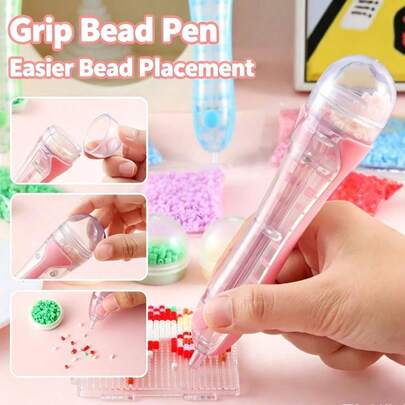 New Fully Automatic Manual Perler Bead Pen DIY Tool, Push-Button Bead Fusion, Storage-Style Pressing Bead Pen