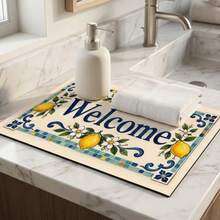 1pc Dish Drying Mat, Coffee Machine Mat, Mediterranean Ceramic Style Draining Mat, Multi-Purpose Desktop Absorbent Drying Mat, Room Desktop Protector, Holiday Gift, Kitchen Decor - XYLSD749 - View 6