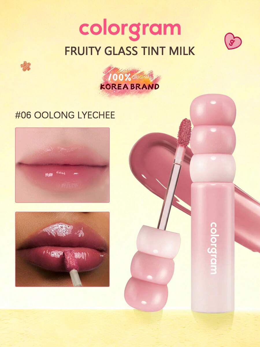 Colorgram 甜美亮澤唇釉，多汁玻璃感唇彩，高光澤豐唇效果，保濕滋潤，可愛卡通包裝，鮮豔亮麗色彩，適合日常穿搭，韓系美妝，韓式化妝，節日禮物，3g/0.11 Oz