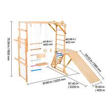 Indoor Playground Jungle Gym, 8-In-1 Wooden Indoor Playground Playset, 220LBS Loading Montessori Climbing Toys With Swing, Slide, Monkey Bar, Gym Rings, Wooden / Rope Ladder, Climbing Net & Bar - Colorful, 8-in-1, L - View 10