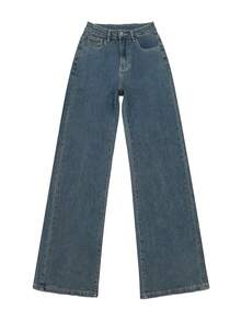 Plus Size Women's Casual Versatile Daily Travel Denim Jeans With Pockets And Buttons - Medium Wash - View 4