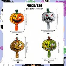 4pcs Pumpkin Mini Balloons Halloween Decoration, Pumpkin Foil Balloons With Multiple Expression Designs, Yard Porch Decor, Party Photo Prop - Multicolor - View 2