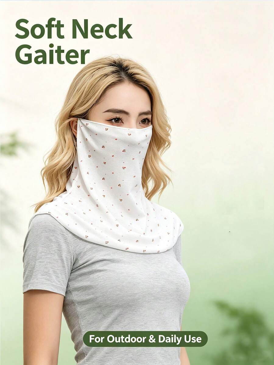 1pc Fresh Ditsy Floral Ear-Loop Face Mask, Sun Protection Neck Gaiter ...