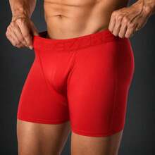 Kit com 05 Cuecas Boxer Masculinas em Poliéster de Alta Elasticidade, com Costuras Aparentes, Luxuosas e Confortáveis para Uso Diário - Multicolorido - Visão 4