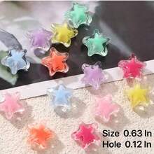 100pcs/50pcs Acrylic Translucent Colorful Star Beads, Suitable For Handmade DIY Beading Jewelry Making Crafts Accessories - Mixed Color Transparent Star Beads - View 5
