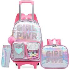 Conjunto de mochila con ruedas 2 en 1 para niñas, bolsa escolar portátil para estudiantes - Maleta con ruedas dos en uno para niñas - Ver 9