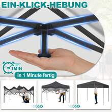 3x3m Outdoor Faltpavillon, höhenverstellbar, schneller Einhandaufbau, stabiler Sonnenschutz Pavillon für Garten und Camping - Dunkelgrau - Übersicht 6