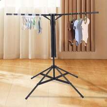 Foldable Metal Laundry Drying Rack – Space-Saving Pole-Mounted Design For Indoor & Outdoor Use | 20 Non-Slip Hooks | Lightweight, Easy To Assemble & Store | Ideal For Small Apartments, Dorms, Camping Trips & Travel | Rust-Resistant Finish | Compact W - View 6