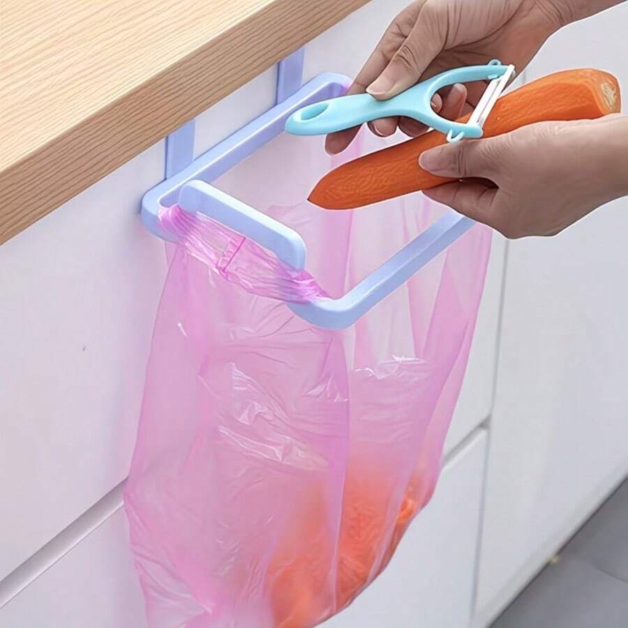 Kitchen Essential Trash Rack Reusable Plastic Cabinet Trash Storage Bin Trash Bag Holder For Kitchen Pantry Garage Bathroom Random Color 1pc Organizer Holder Home Storage Solution - A - View 1