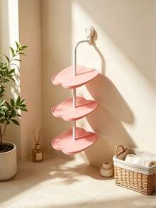 Wall-Mounted Suction Cup Shoe Rack, No-Drill Shoe Storage Rack, Multi-Layer Floating Shoe Rack, Suitable For Entryway Bathroom Balcony, Cloud-Shaped Shoe Rack, Can Hold Sneakers Slippers High Heels, No Wall Damage, Suitable For Apartment Corners, Robot Vacuum Shoe Storage - Multicolor - View 7