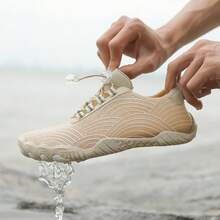 男女情侶輕量戶外水鞋，快乾透氣鞋面，防滑耐磨鞋底，適合溪流徒步、漂流、運動與沙灘 - 杏色 - 查看 2
