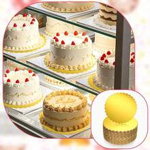 8Pcs Gold Scalloped Edge Round Cake Boards, Thick Sturdy Cake Base Cardboard Circles, Waterproof Oilproof Cake Tray Stand For Birthday Wedding Party Anniversary Baking Dessert Display - Gold - View 9