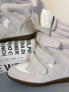 ISA New 2026 Women's High-Top Sneakers, Casual Style, With Concealed Wedge Heel And Matching Colours. - 糯米白色 - 查看 6