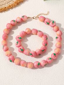 NAIZHU 1/2pcs Fashion Creative Colorful Y2K Dopamine Resin Fruit Necklace Blueberry Apple Mangosteen Necklace Daily Party Accessory - Multicolor - View 13