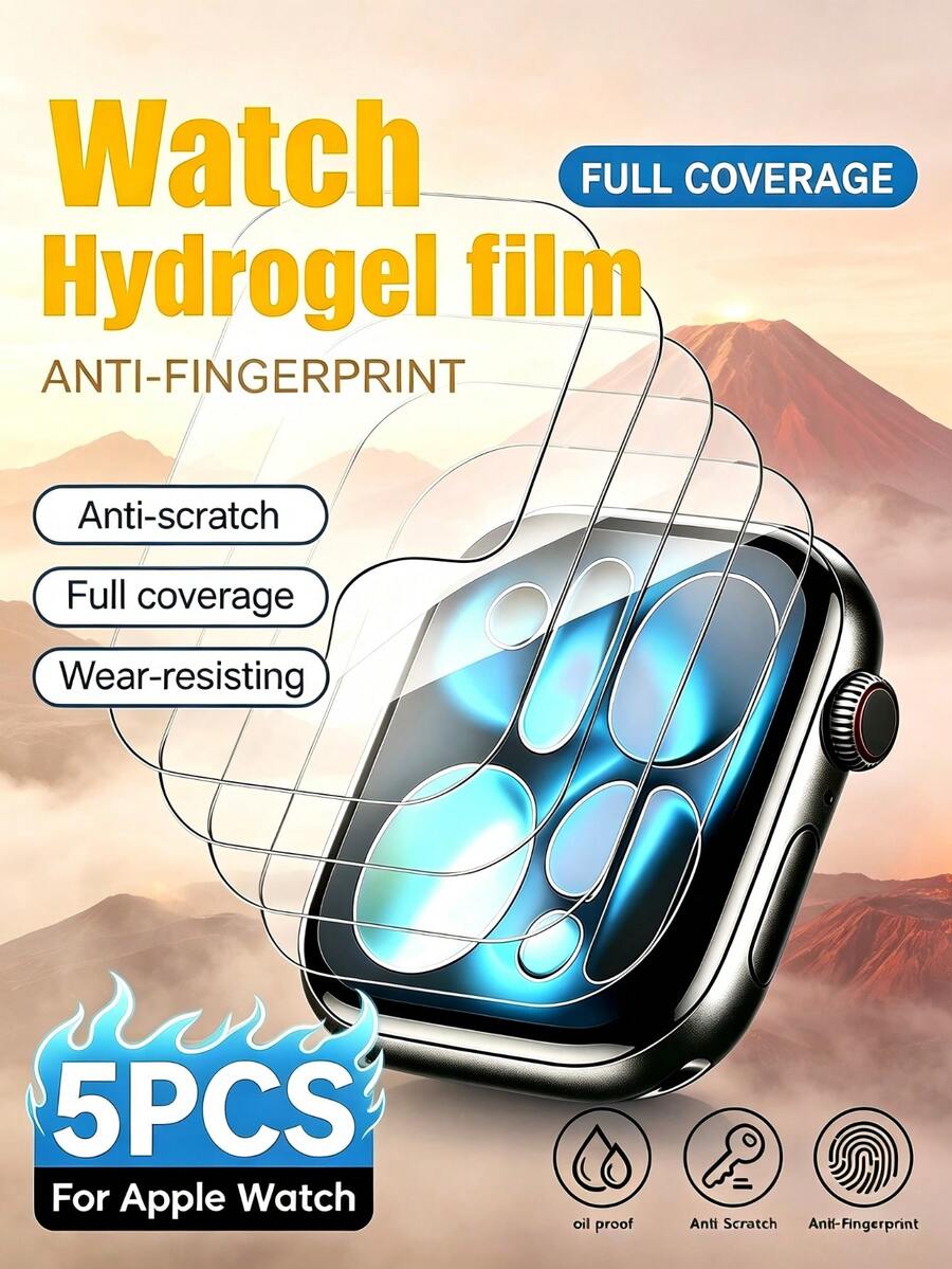 Yezodawee 5 Stücke weiche Hydrogel-Bildschirmschützer, kompatibel mit Apple Watch Series 8/Ultra/Series 7/Series 11, 42mm/46mm, kratzfest, ohne Glasgehäuse - Transparent - Übersicht 1