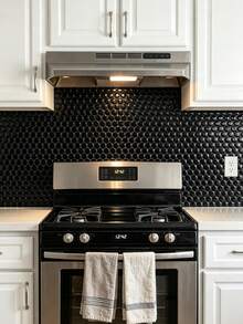 WoStick 1/4/10/20 Sheets, 11.96"X9.8" Glossy Black Bubble Peel And Stick Wall Tile, Self Adhesive Backsplash Tile, Heat Moisture Resistant Low VOC Removable Decorative Wall Sticker For Kitchen Bathroom Renters Friendly - Black Polka Dot - View 8
