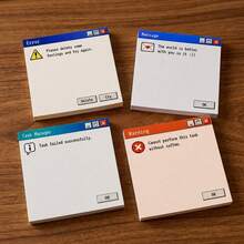 Funny Retro Computer Error Sticky Note Set, 4 Packs, 3X3 Inches Each, Y2K Aesthetic Window Memo, Suitable For Office Desk, Humorous Colleague Gift And Unique Workspace Reminder - A - View 5