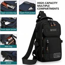 Men's Multi-Function Large Capacity Outdoor Chest Bag, Oxford Simple Versatile Crossbody Sling Bag, Minimalist Travel Reinforced Utility Pack For Gym - Multicolor - View 8