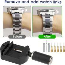 Watch Link Removal Kit 11pcs Watch Band Sizing Tool For Watch Strap Adjustment Watch Repair Tool Kit With Hammer Spring Bar - Silver - View 7