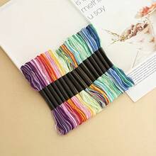 16 Colors Polyester Embroidery Thread Set - Vibrant Rainbow Cross Stitch Thread, 100% Polyester Fiber, Perfect For DIY Bracelet Making And Craft Projects - 16pcs Embroidery Thread Set - View 6