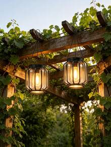 Solar Powered Hanging Lantern Light, Outdoor Hanging Solar Light, Metal Lampshade Material, Suitable For Outdoor, Garden, Patio, Halloween And Christmas Holiday Decoration Light. - Cylindrical Pumpkin Lantern - View 10