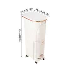 2-Tier Rolling Kitchen Waste Bin With Separate Dry & Wet Compartments – Space-Saving Slim Design, Easy-Glide Wheels, Includes 2 Removable Plastic Inner Buckets For Organized Recycling And Daily Waste Sorting - White - View 4