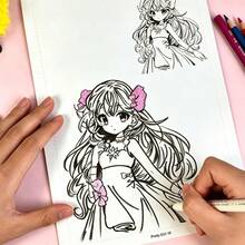 Anime Character Drawing Practice Book, 24-Page Manga Sketch & Tracing Workbook With Outline Templates For Beginners, Drawing Guide For Art Practice - One Size Fits All - View 5