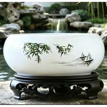Ins Style Dezhou Ceramic Hydroponics Planter, Copper Coin Grass, Lotus, Money Grass, Water Lily, Brazilian Wood Succulent Large Flower Pot Decor - Coin Flower Pot - View 13