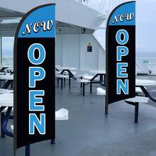 RXDAMTECH 商業用藍色 Now Open 羽毛旗，8.2英尺戶外廣告彎曲旗幟（含旗桿與地樁），耐撕裂聚酯纖維 Now Open 商店與活動告示牌 - 藍色now open - 查看 7