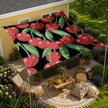 Terpal Pelindung Matahari Motif Cherry, Kanopi Pelindung Matahari Luar Ruangan Besar, Tenda Cetak Modern untuk Taman, Teras, Dekorasi Halaman, Termasuk Tali Pengikat - Merah - View 8