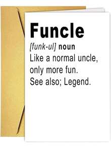 1張趣味叔叔生日卡「Funcle」男士趣味生日卡，侄子/姪女送給叔叔的感謝卡，給他的問候卡 - 查看 3